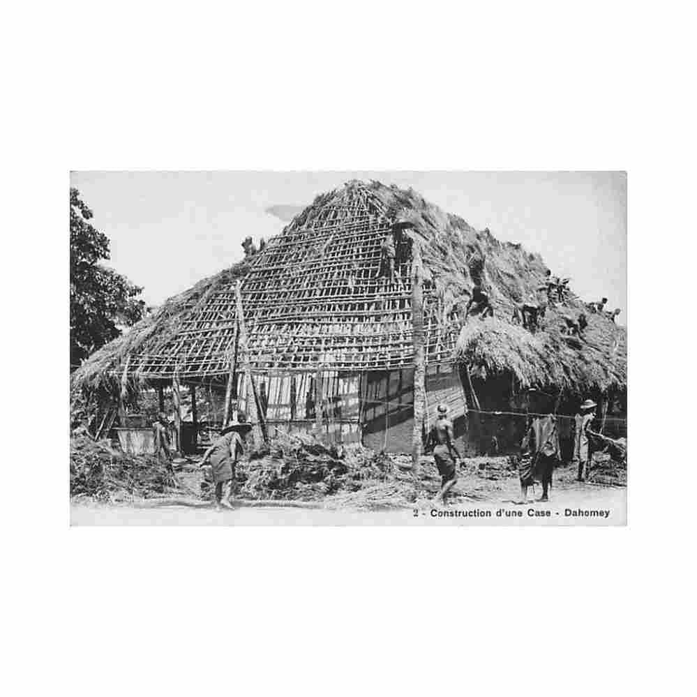 benin construction of a hut benin construction d une case ed inconnu Vintage A4 Photo Print