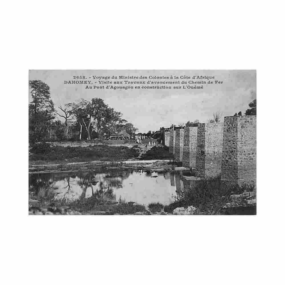 benin voyage du ministre des colonies pont du chemin de fer d agouagou en construction sur l oueme ed fortier 2658 Vintage A4 Photo Print