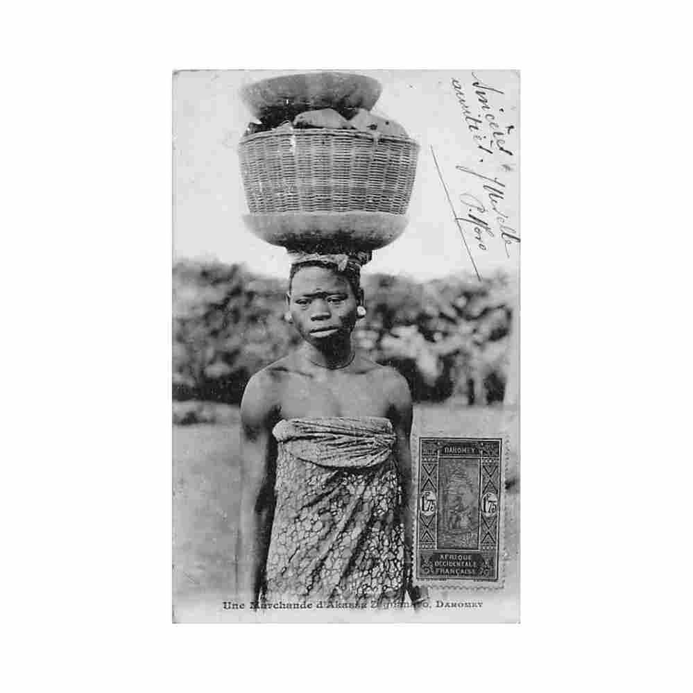 benin zagnando une marchande d akassa ed inconnu Vintage A4 Photo Print