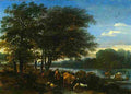 ber A Brosky River Landscape with Herders and Animals Art A4 Photo Print