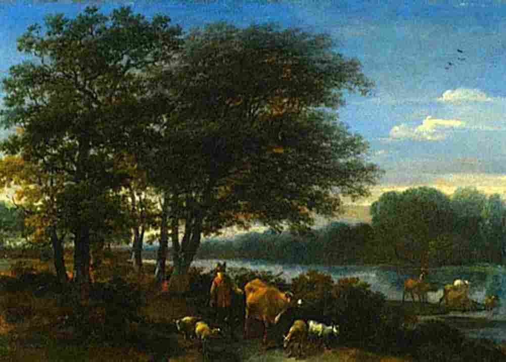 ber A Brosky River Landscape with Herders and Animals Art A4 Photo Print