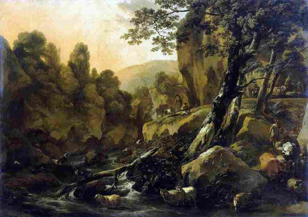 ber Herdsmen at a Waterfall Art A4 Photo Print