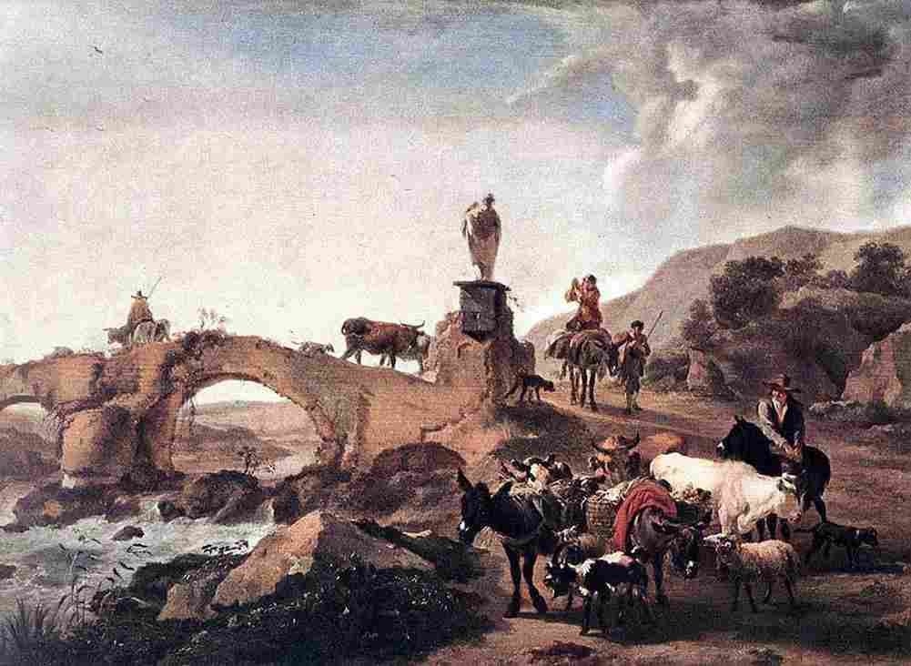 ber Italian Landscape with Bridge Art A4 Photo Print