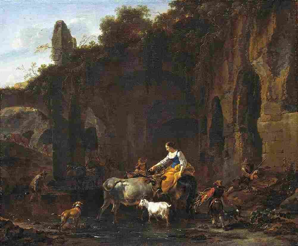 ber Shepherds Beside Roman Ruins Art A4 Photo Print