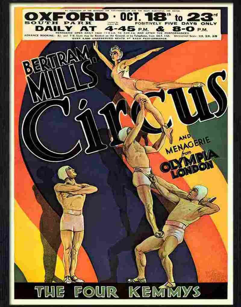 bertram mills circus the four kemmys circus poster 1933 Advert A4 Photo Print