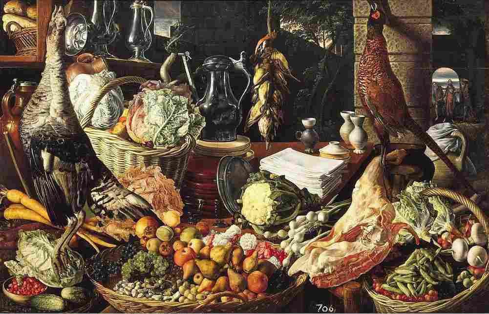 beuc Kitchen Scene with Meeting on the Road to Emmaus Art A4 Photo Print