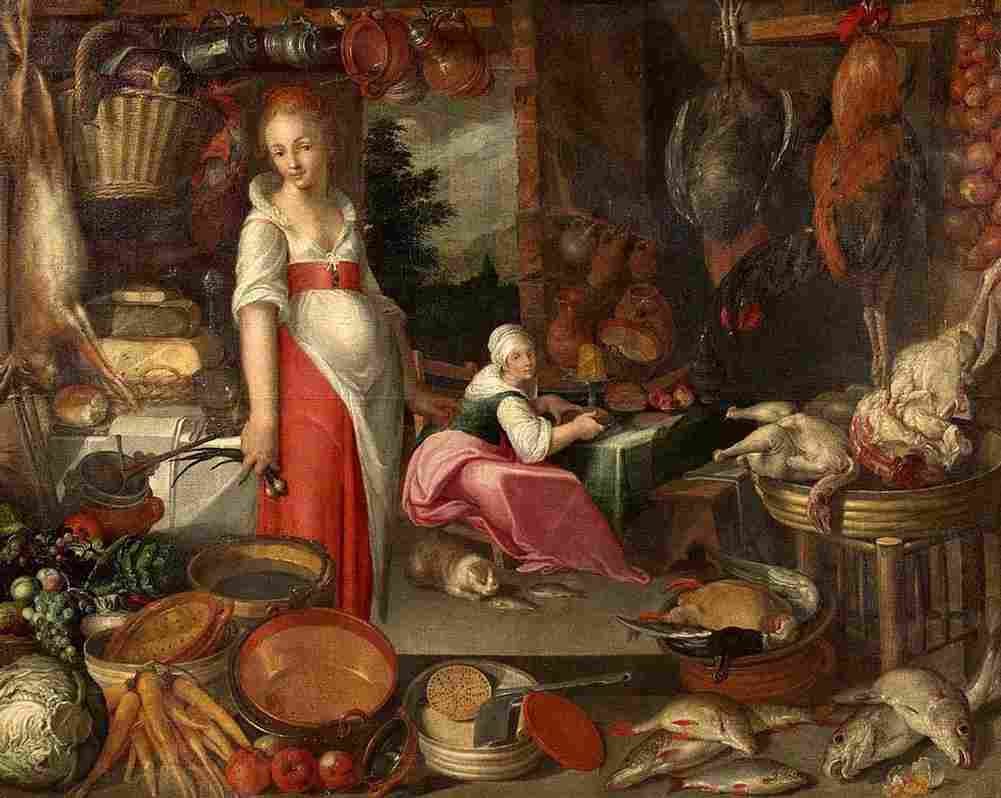 beuc kitchen with Pieces Cook and Kitchen Maid Art A4 Photo Print