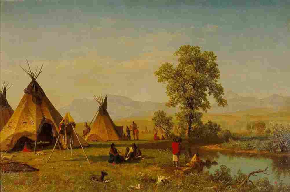 bierstadt sioux village near fort laramie Art A4 Photo Print