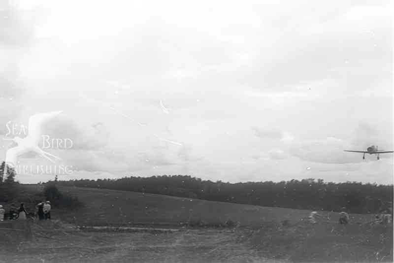 biplane hillside people Vintage world war A4 Photo Print