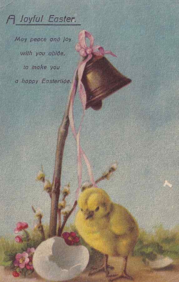 bird chick with neck bell machine gadget antique easter 108810 A4 Photo Print
