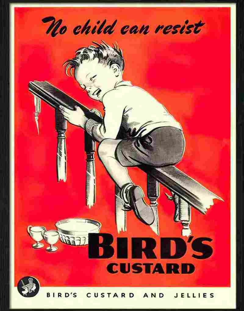 birds custard boy on banister Advert A4 Photo Print