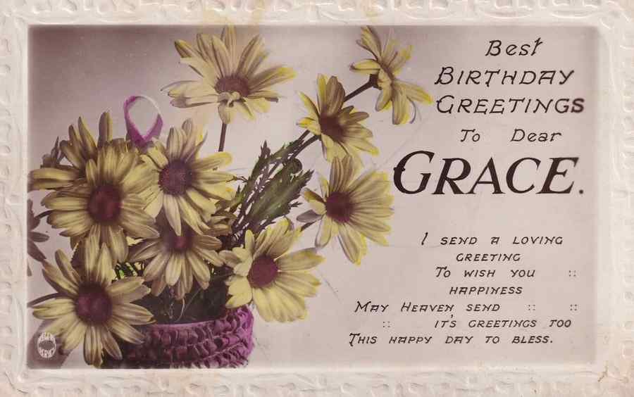 birthday greetings dear grace antique real photo name 132545 A4 Photo Print