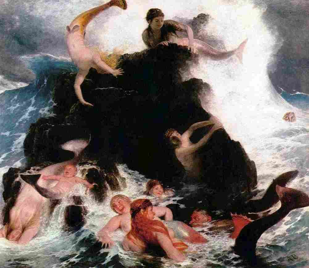 bk Mermaids at Play Art A4 Photo Print