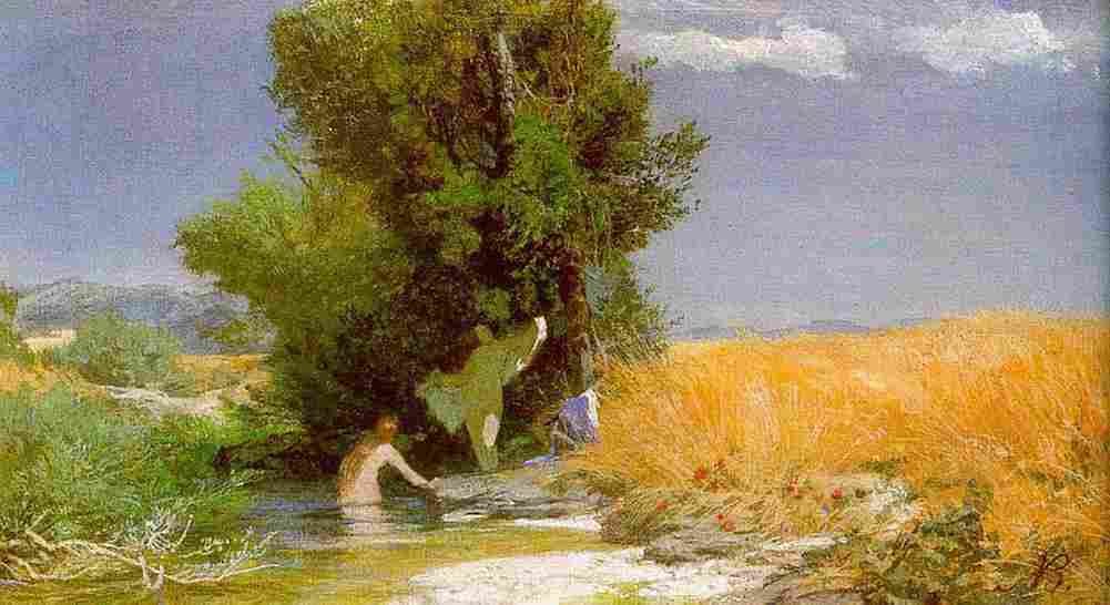 bk Nymphs Bathing Art A4 Photo Print