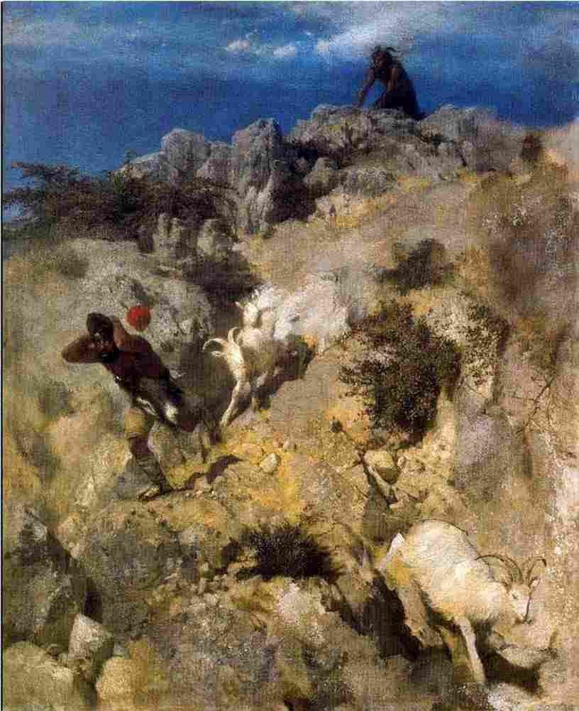 bk Pan scaring a Shepherd Art A4 Photo Print