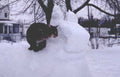 black cat snowman Vintage A4 Photo Print