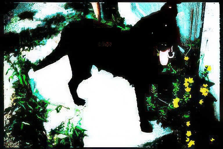 black lab wildflowers Vintage A4 Photo Print