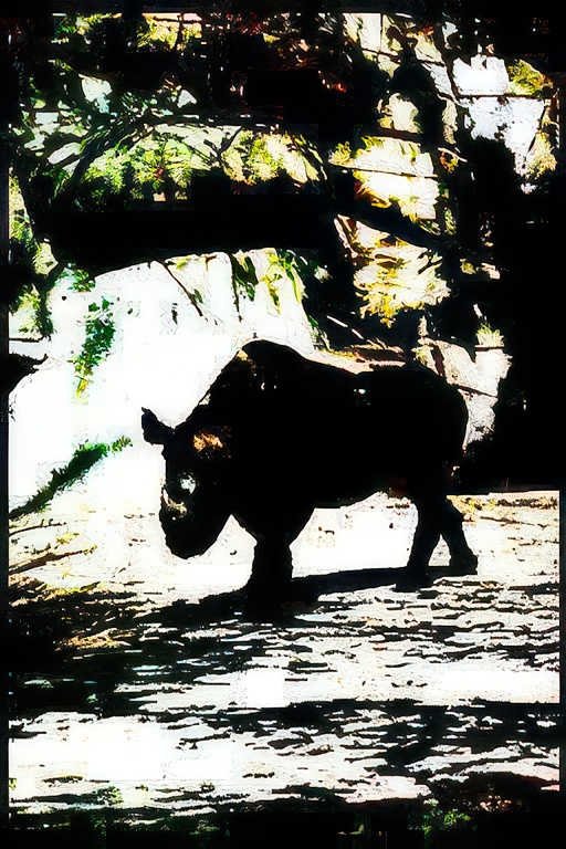 black rhinoceros savanna Vintage A4 Photo Print
