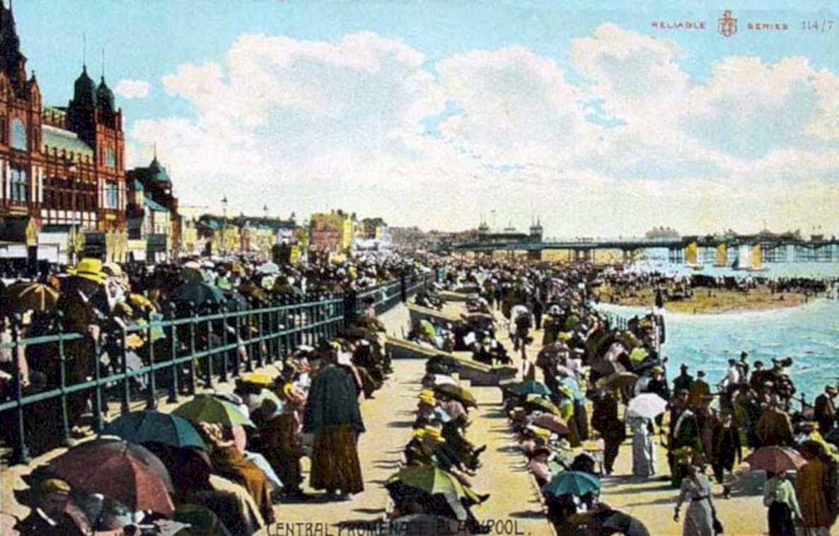 blackpool promenade 1900Vintage 1880s 1900s A4 Photo Print