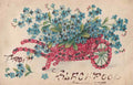 blackpool wheelbarrow with glitter flowers antique greeting 94312 A4 Photo Print