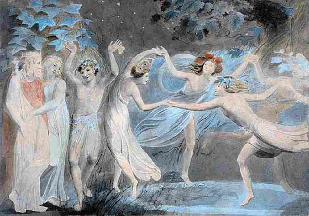 blake Titania and Puck with Fairies Dancing Art A4 Photo Print