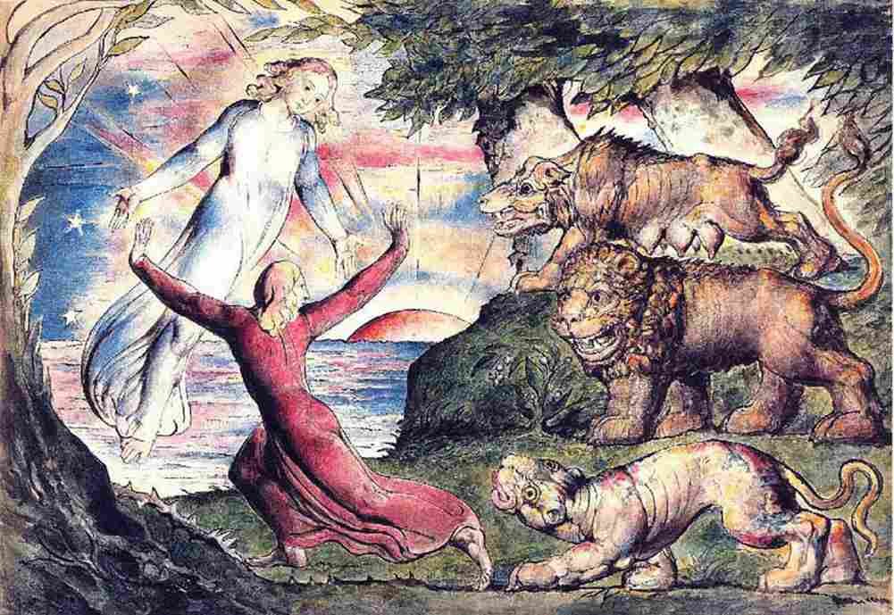 blake dante running from three beasts is rescued by virgil Art A4 Photo Print