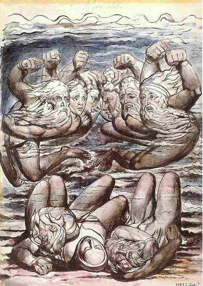 blake the stygian lake with angry sinners fighting Art A4 Photo Print