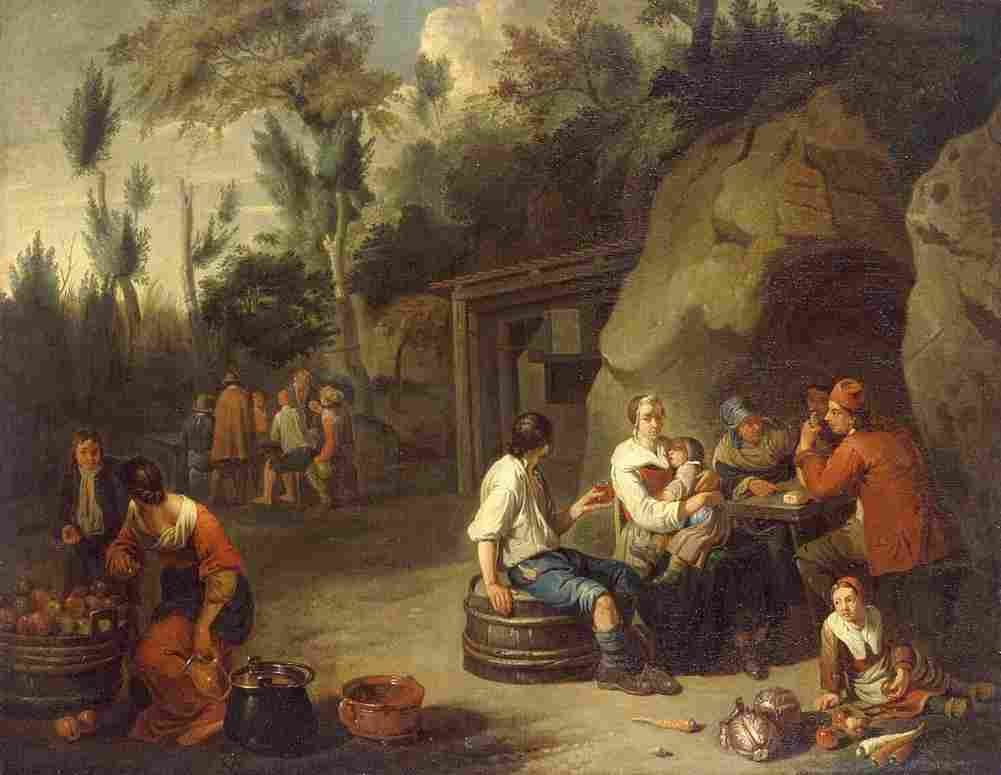 bloemen norbert peasant family sitting at a table Art A4 Photo Print