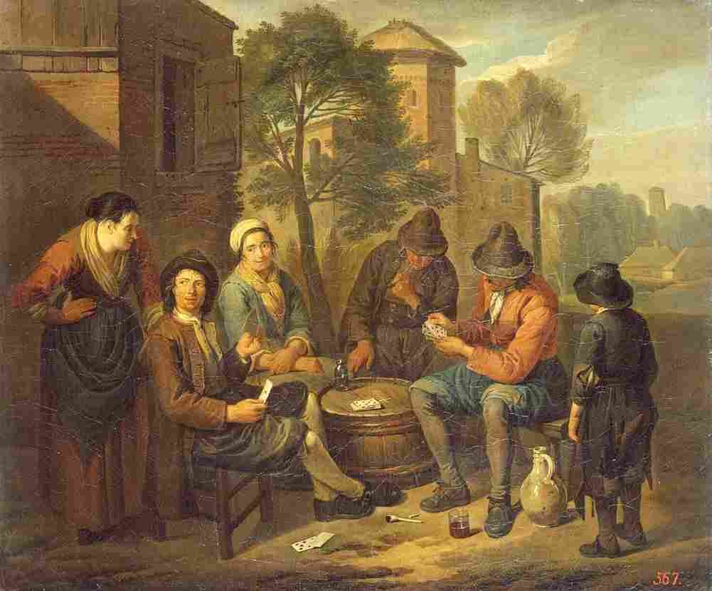 bloemen norbert peasants playing cards Art A4 Photo Print
