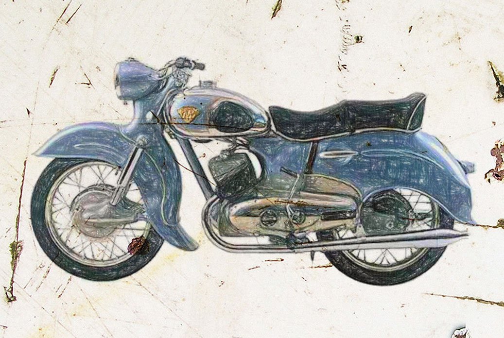 blue Maico Tyfun 1957 A4 Photo Print