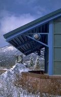 blue building winter 1980s 1990s A4 Photo Print