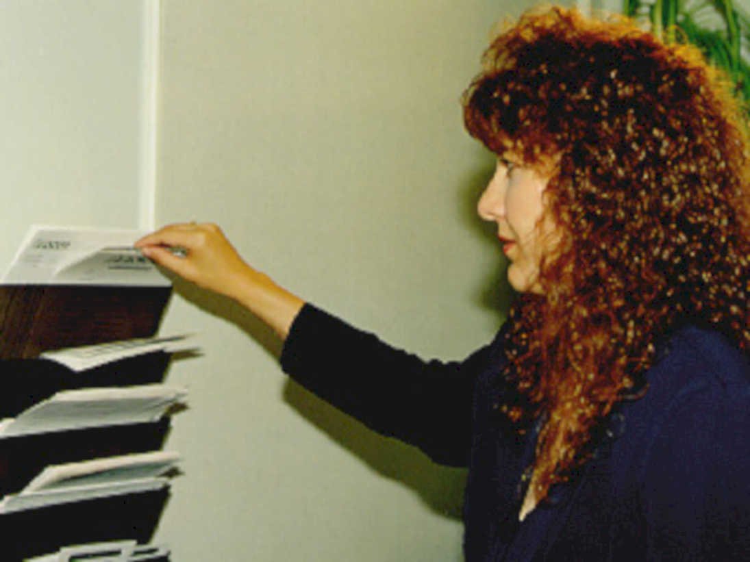blue documents invoice1980s 1990s A4 Photo Print