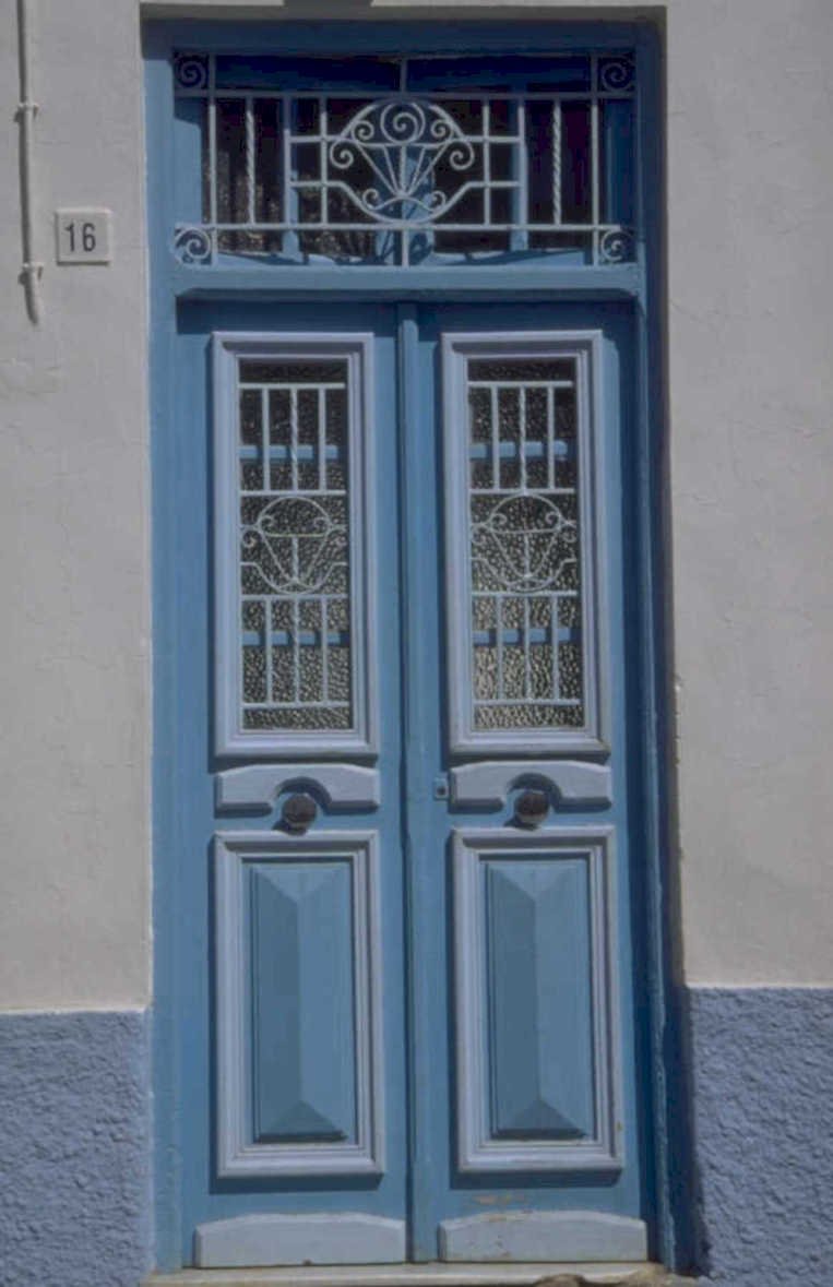 blue door number16 1980s 1990s A4 Photo Print