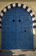 blue geometric door 1980s 1990s A4 Photo Print