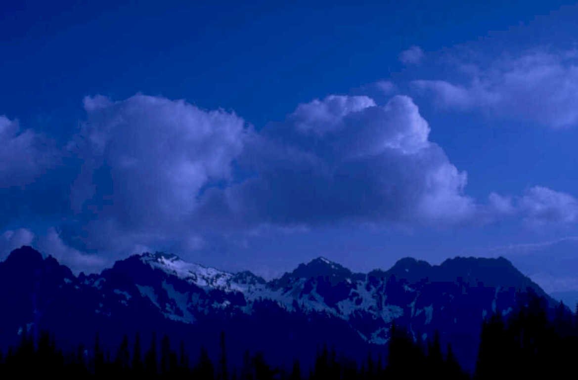 blue hour mountains 1980s 1990s A4 Photo Print