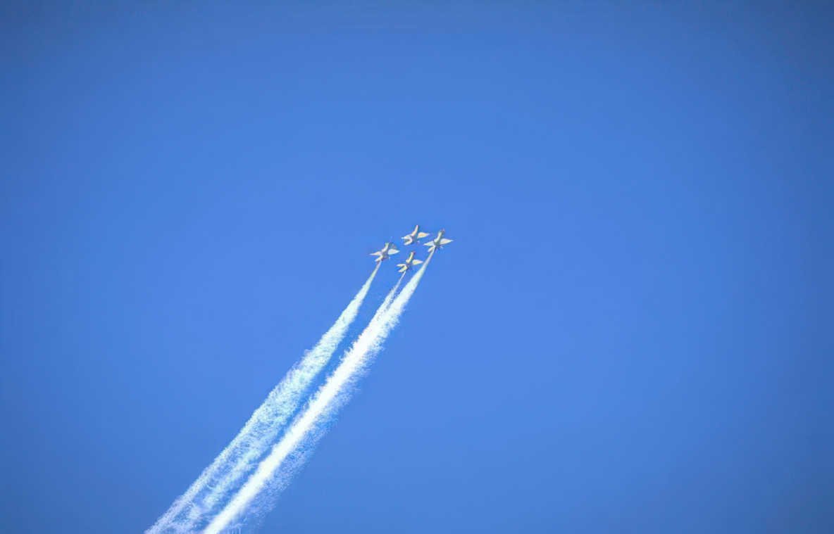 blue sky jets Vintage A4 Photo Print