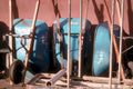 blue wheelbarrows storage1980s 1990s A4 Photo Print