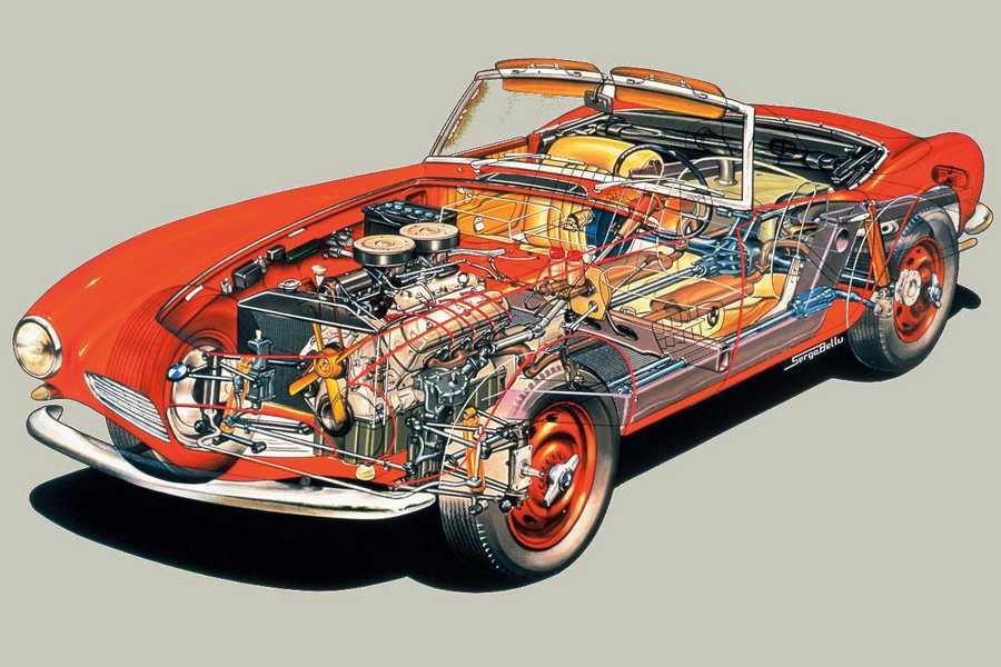 bmw 507 cutaway A4 Photo Print