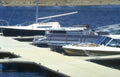boats dock lake Vintage A4 Photo Print