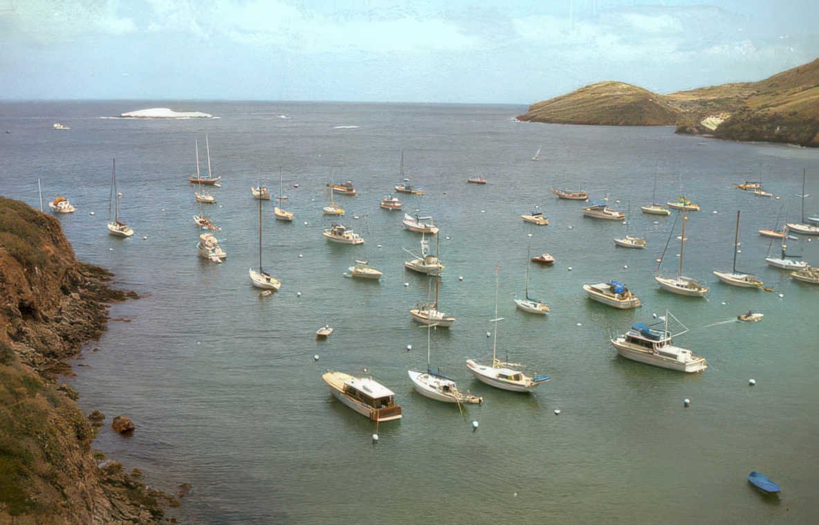 boats harbor guernsey Vintage A4 Photo Print