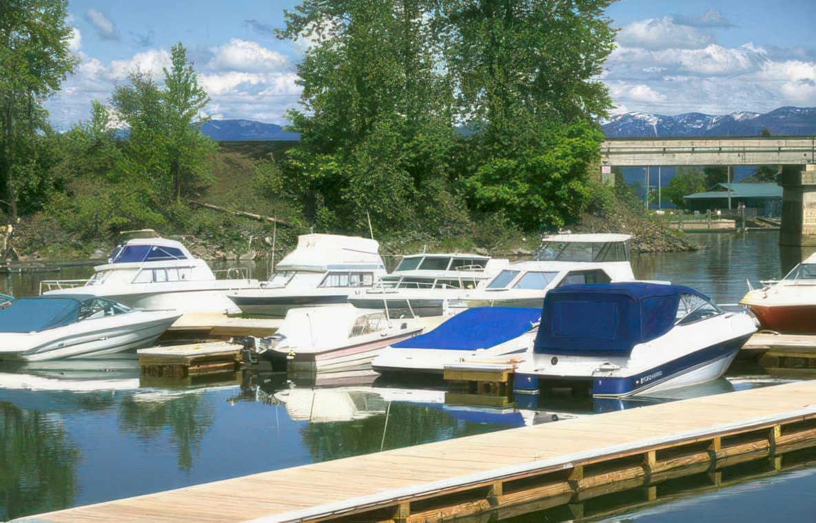 boats waterfront dock Vintage A4 Photo Print