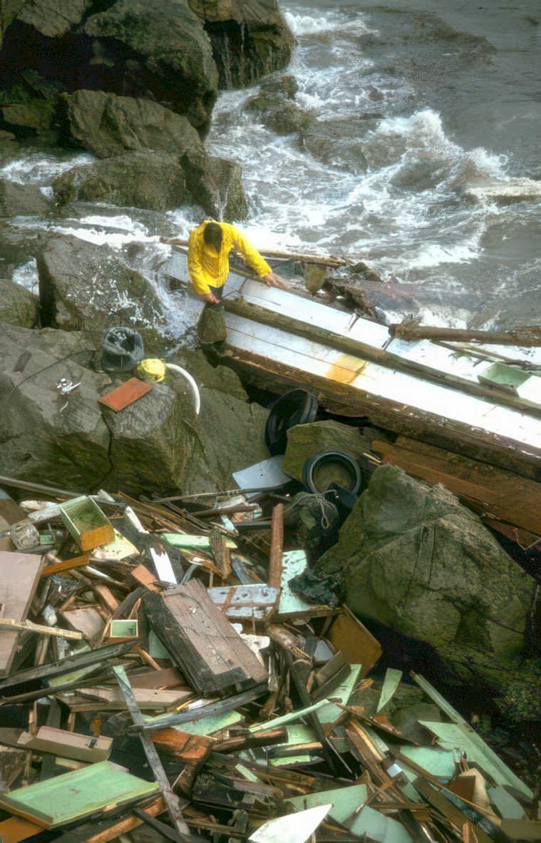 boatwreck debris coast Vintage A4 Photo Print