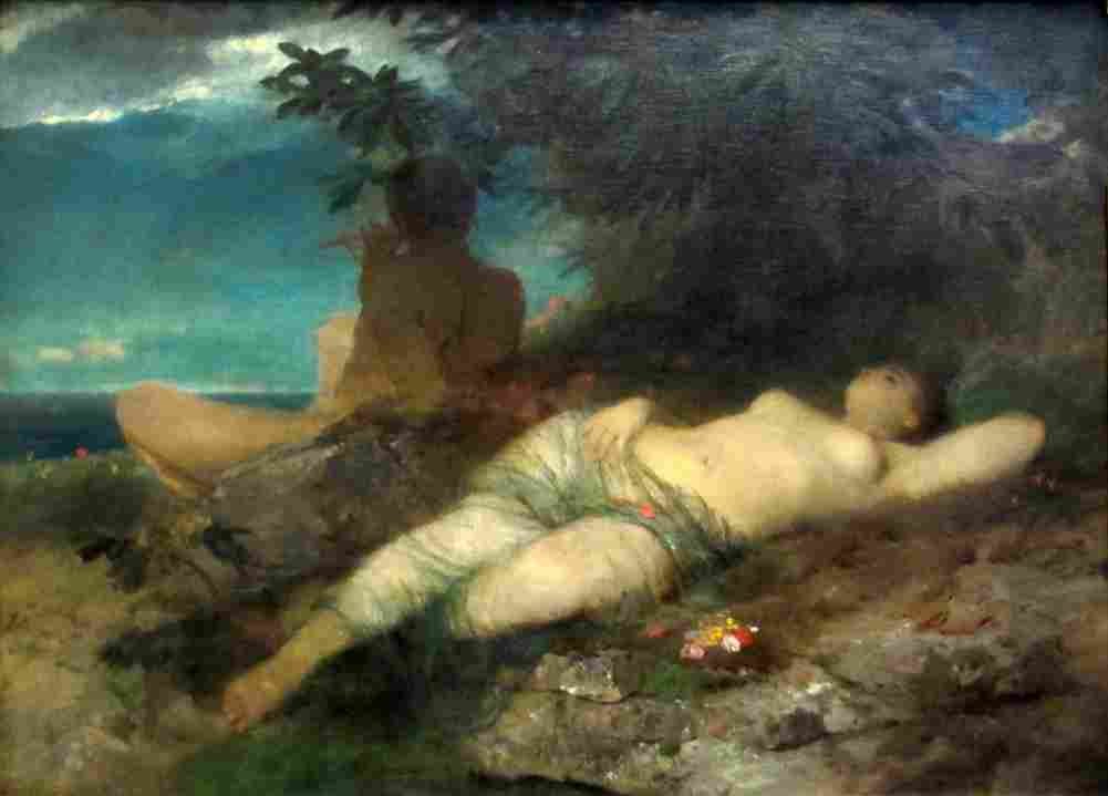 bocklin nymph and satyr Art A4 Photo Print