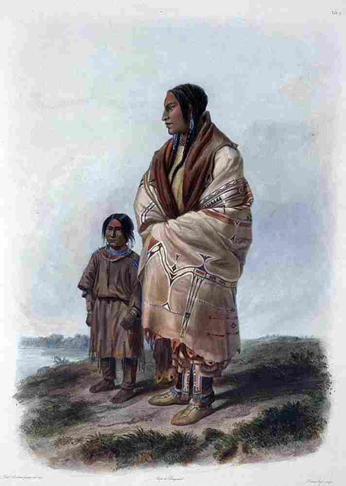 bodmer Dacota Woman and Assiniboin Girl Art A4 Photo Print