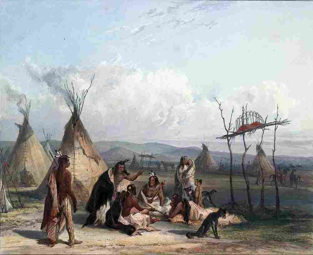 bodmer Funeral Scaffold of a Sioux chief Art A4 Photo Print