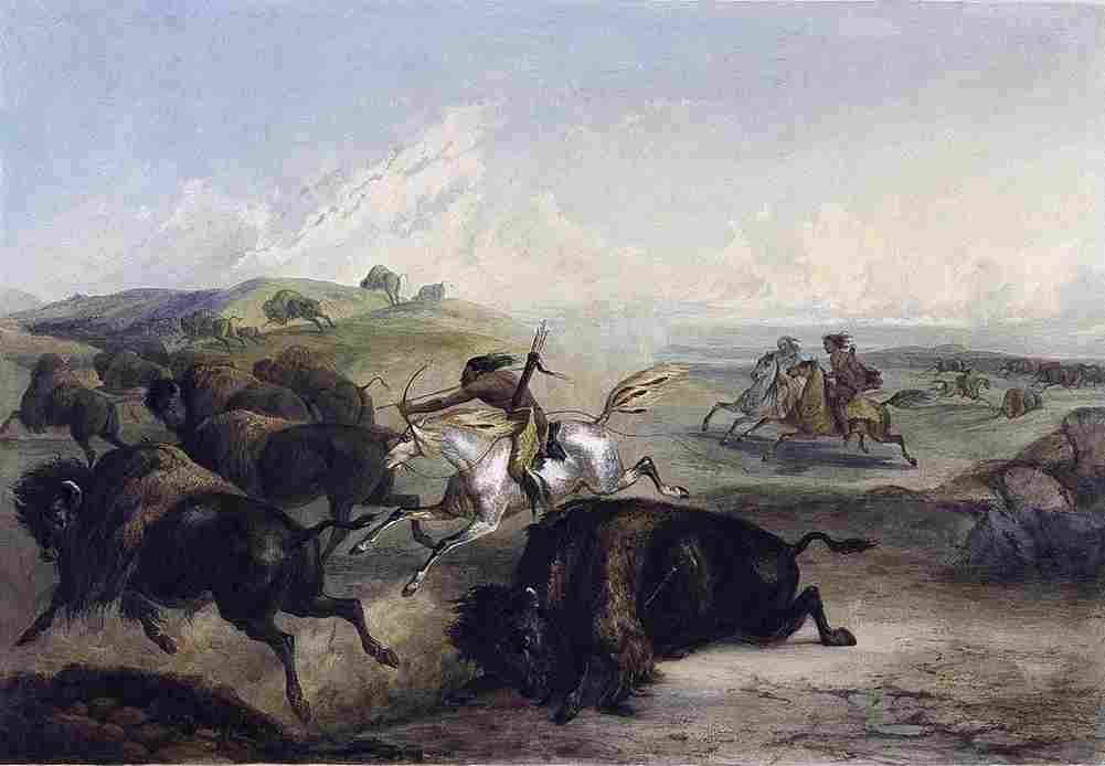 bodmer Hunting the Bison Art A4 Photo Print