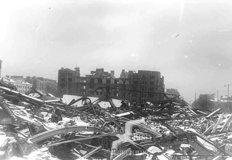 bomb rubble stpet Vintage world war A4 Photo Print