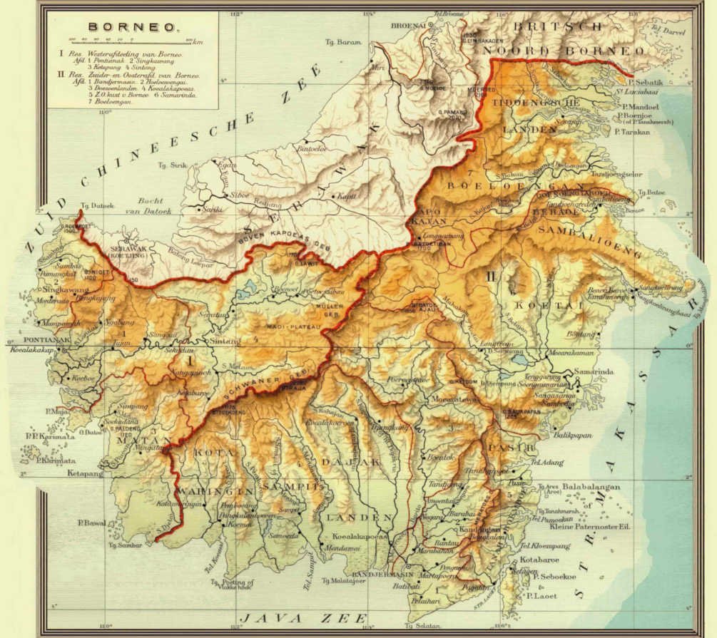borneo map 1890s Vintage world war A4 Photo Print