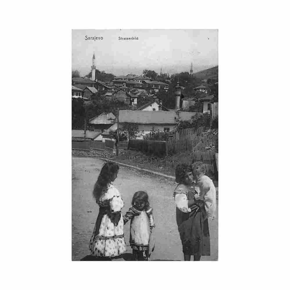 bosnia sarajevo street scene children albert thier Vintage A4 Photo Print