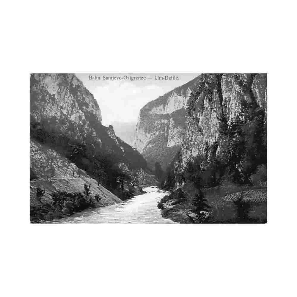 bosnia the new sarajevo to eastern border railway line lim river defile Vintage A4 Photo Print